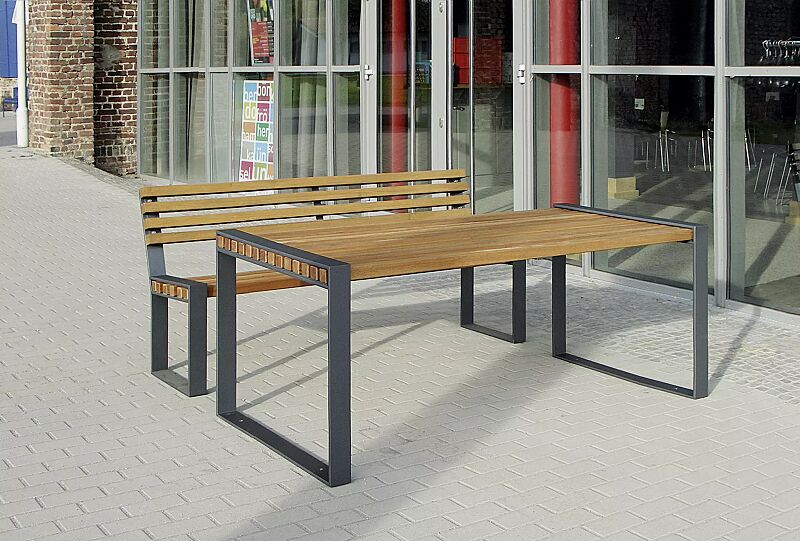 sitzbank-tamores__shoKAT0015639 Kombinationsvorschlag: Sitzbank TAMORES mit Rückenlehne und Tisch TAMORES, Stahlteile in RAL 7016 anthrazitgrau