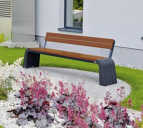 <div id="container" class="container">Sitzbank VEGA mit Rückenlehne, Stahlteile in RAL 7021 schwarzgrau, Beton beschichtet in Farbe graphit</div>
