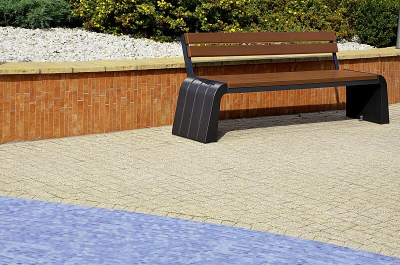 sitzbank-vega__shoKAT0038757 Sitzbank VEGA mit Rückenlehne, Stahlteile in RAL 7021 schwarzgrau, Beton beschichtet in Farbe graphit