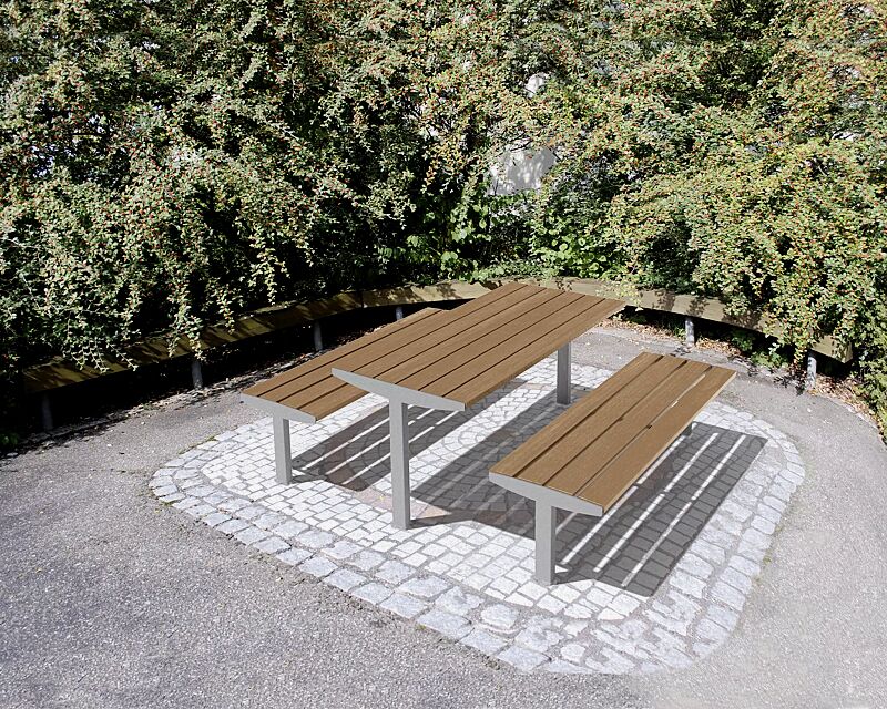 sitzbank-vera-solo__shoKAT0051170 Sitzbank und Tisch VERA SOLO, mit Jatobaholzbelattung, Stahlteile in RAL 9007 graualuminium