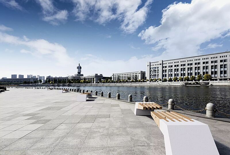 sitzbank-wing__shoKAT0042406 Sitzbank WING WOOD aus Beton, mit Kiefernholzsitz, in Granitoptik weiß