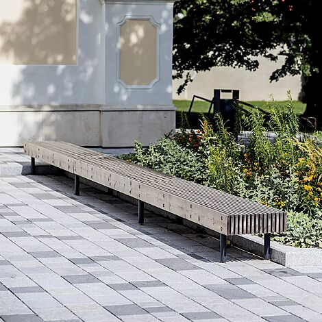 <div id="container" class="container">Sitzbank WOODY - modular erweiterbar, mit Kiefernholzbelattung lackiert in country brown</div>