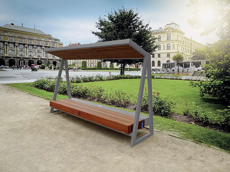 sitzbank-woody__shoKAT0061404 Sitzbank WOODY Solar mit Jatobaholzbelattung, Stahlteile in RAL 9007 graualuminium