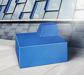 Sitzelement CLASSIC LINE - Outer Corner, mit kleiner Rückenlehne, in RAL 5015 himmelblau