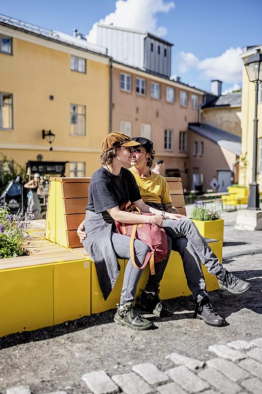 sitzinsel-tasku__shoKAT0072981 Sitzinsel TASKU, bestehend aus verschiedenen Elementen, in RAL 1021 rapsgelb