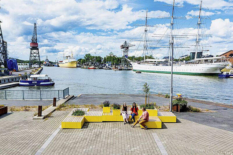 sitzinsel-tasku__shoKAT0072986 Sitzinsel TASKU, bestehend aus verschiedenen Elementen, in RAL 1021 rapsgelb