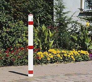 Sperrpfosten GIRONA aus Aluminium, weiß mit roten Streifen