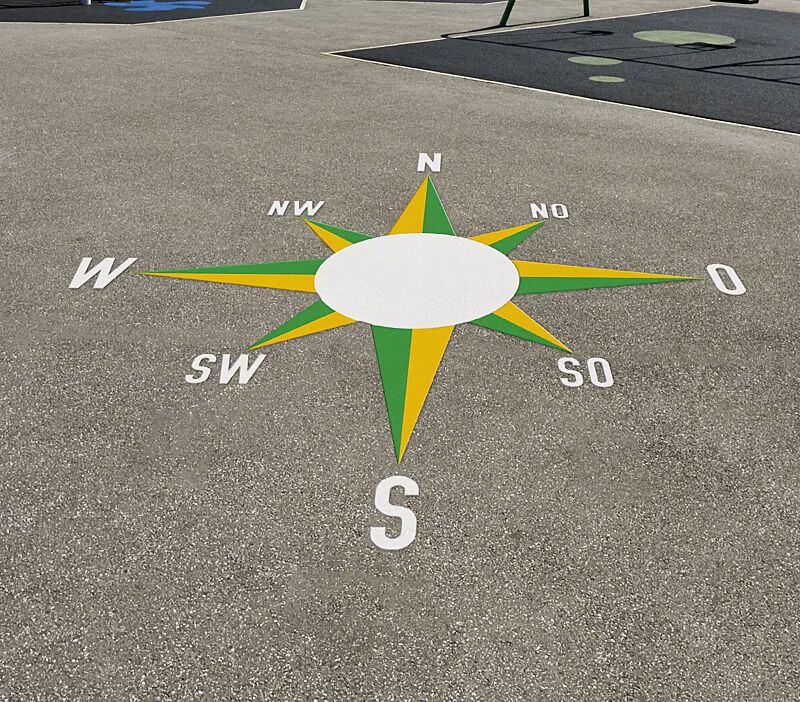 Thermoplastische Bodenmarkierung KOMPASS
