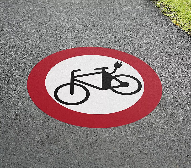 Thermoplastische Markierung VERBOT FÜR E-BIKES