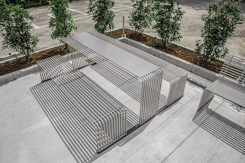 tisch-anzio__shoKAT0061794 Tisch ANZIO, Sitzbank ANZIO mit und ohne Rückenlehne, aus Edelstahl