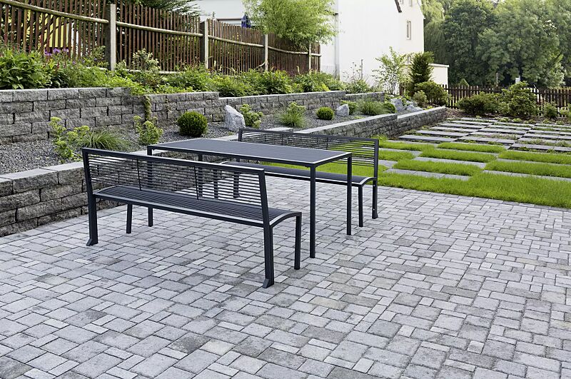 tisch-camilla__shoKAT0055675 Tisch CAMILLA und Sitzbänke CAMILLA mit Rückenlehne, in RAL 7016 anthrazitgrau