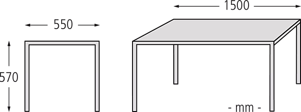 Tisch PICCOLINO Gesamtlänge 1500 mm