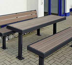 <div id="container" class="container">Tisch und Sitzbänke PRASEM, mit WPC-Holzbelattung, Stahlteile in RAL 7016 anthrazitgrau</div>