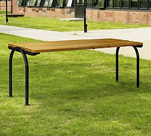Tisch SAN REMO NEW, mit Fichtenholzbelattung, Stahlteile in RAL 9011 graphitschwarz