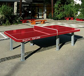 Tischtennisplatte TOP-SPIN, zum Aufdübeln, in RAL 3000 feuerrot