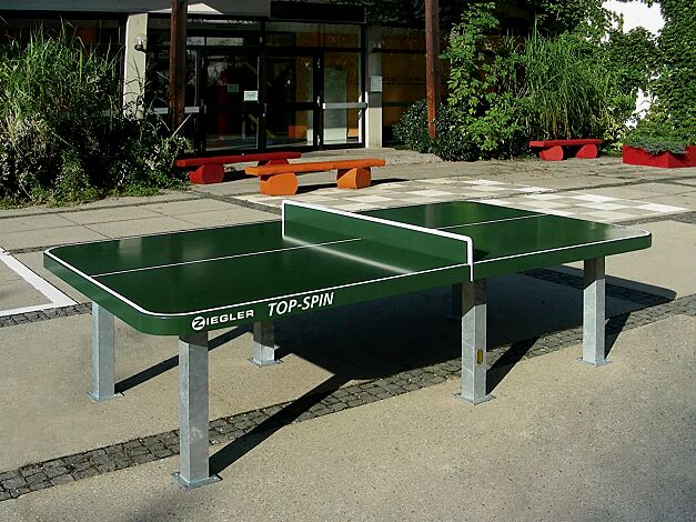 Tischtennisplatte TOP-SPIN, zum Aufdübeln, in RAL 6005 moosgrün