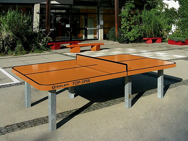 Tischtennisplatte TOP-SPIN, zum Einbetonieren, in RAL 2004 reinorange