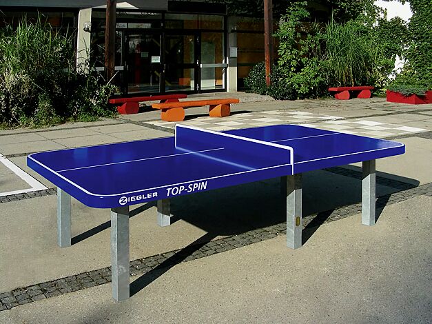 Tischtennisplatte TOP-SPIN, zum Einbetonieren, in RAL 5002 ultraminblau