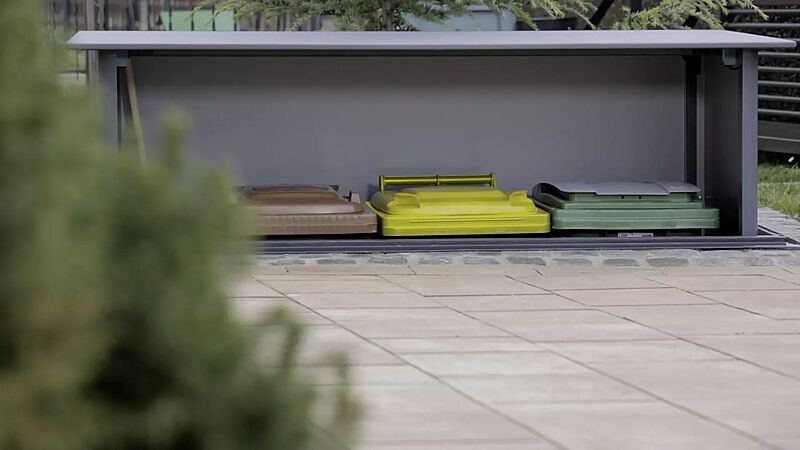 unterflur-muellbehaelterschrank-hideout__shoKAT0056295 Detail: automatisches Heben und Senken der Mülltonnen