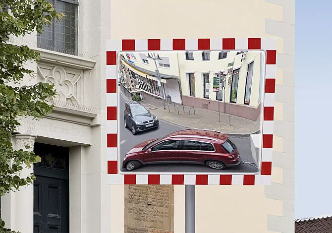 Verkehrsspiegel LOMONT zur Pfostenbefestigung an Rohrpfosten PERI (Zubehör)