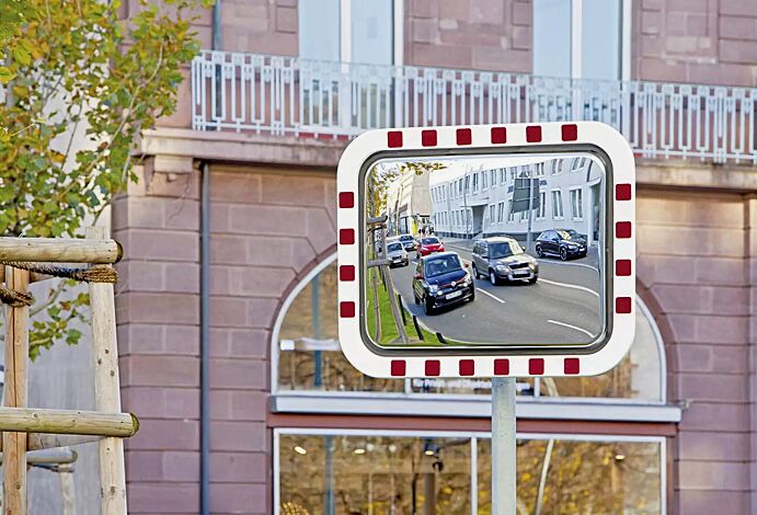 Verkehrsspiegel ONAY zur Pfostenbefestigung an Rohrpfosten PERI (Zubehör)
