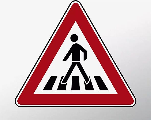 Verkehrszeichen: Fußgängerüberweg, Aufstellung rechts