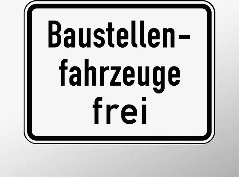 Verkehrszeichen: Baustellenfahrzeuge frei