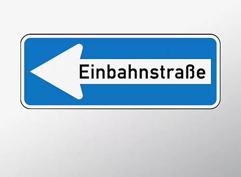 Verkehrszeichen: Einbahnstraße linksweisend