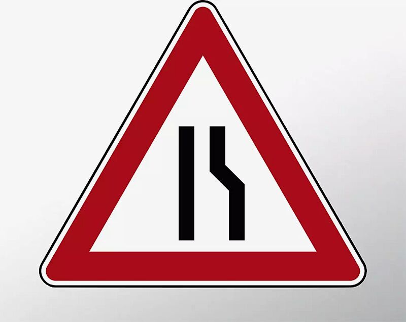 Verkehrszeichen: Einseitig verengte Fahrbahn, Verengung rechts