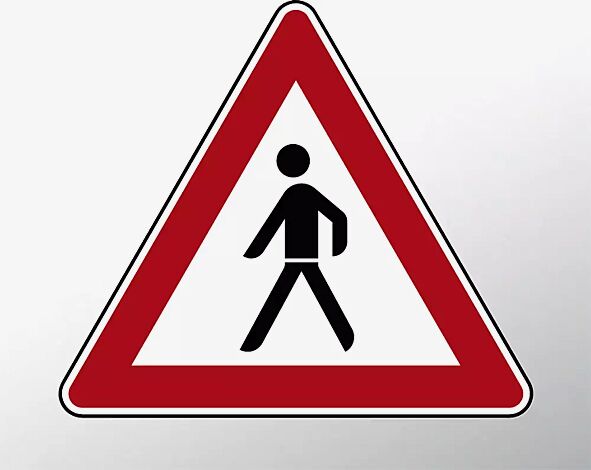 Verkehrszeichen: Fußgänger, Aufstellung rechts