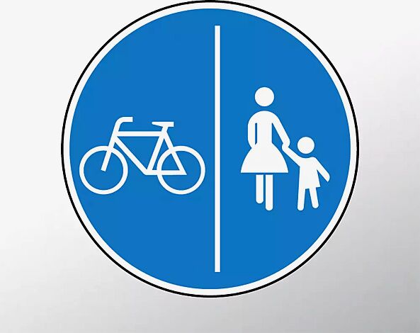 Verkehrszeichen: Getrennter Rad- und Gehweg, Radweg links