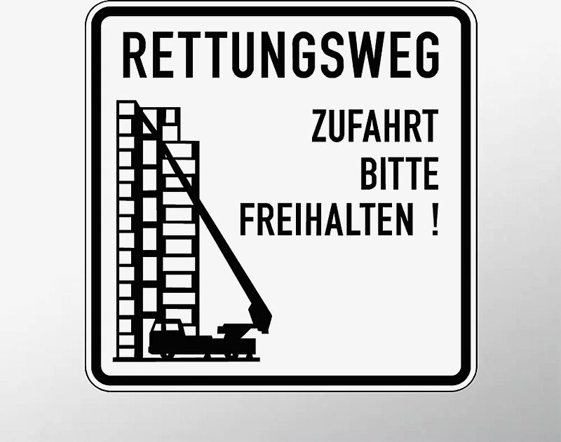 Verkehrszeichen: Rettungsweg - Zufahrt bitte freihalten!