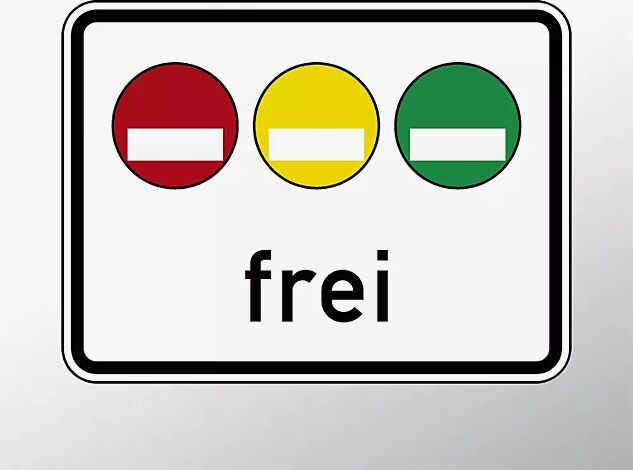 Verkehrszeichen: Umweltplakette rot, gelb, grün