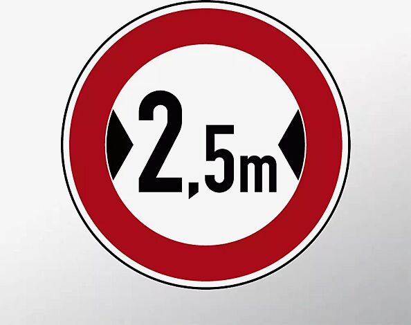 Verkehrszeichen: Verbot für Fahrzeuge über angegebene tatsächliche Breite