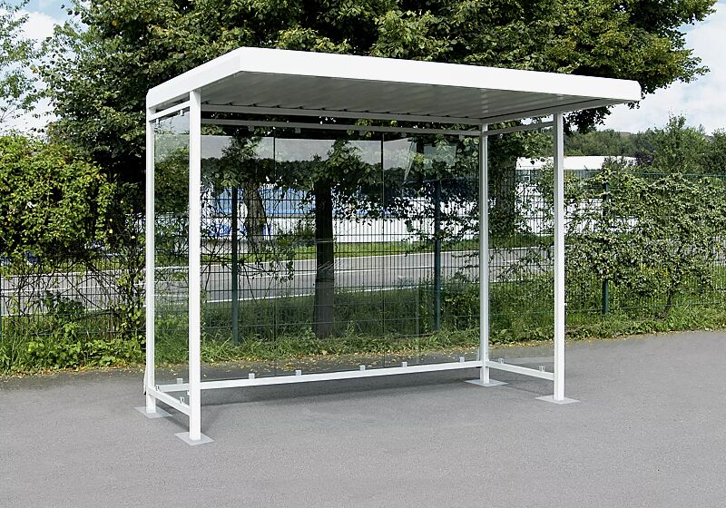 wartehalle-leonis__shoKAT0065198 Wartehalle LEONIS, Dachbreite x Dachtiefe 3180 mm x 2165 mm, zum Aufdübeln bei -200 mm, mit Rück- / Seitenwänden, Stahlkonstruktion in RAL 9016 verkehrsweißWartehalle LEONISDachbreite x Dachtiefe 3180 mm x 2165 mm, zum Aufdübeln bei -200 mm, Stahlkonst...