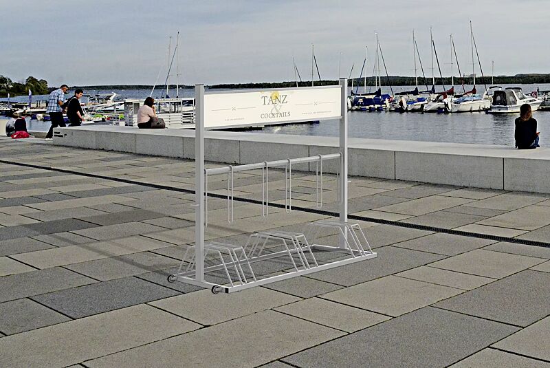 Werbefahrradständer AMARILLO mit Werbeschild (Zubehör)