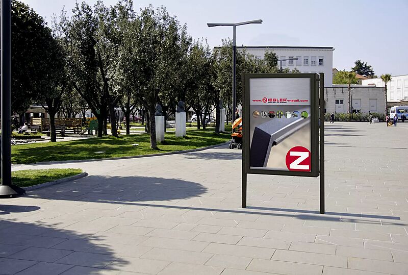 werbevitrine-city-light__shoKAT0042783 Werbevitrine CITY-LIGHT doppelseitig, mit Ständern (Zubehör), in RAL 7016 anthrazitgrau