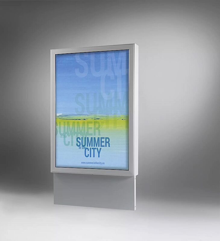werbevitrine-city-light__shoKAT0042833 Werbevitrine CITY-LIGHT doppelseitig, mit Monofuß (Zubehör), Alu silber
