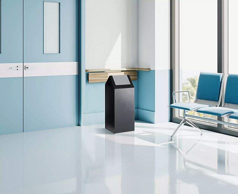 wertstoffsammler-cleveland__shoKAT0065292 Wertstoffsammler CLEVELAND, 60 Liter, Korpus in antik-silber, mit Schwingdeckel in silber