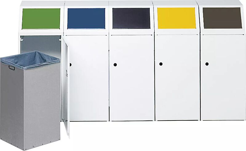 wertstoffsammler-liverpool__shoKAT0013278 Wertstoffsammelstation bestehend aus 5 Einzelwertstoffsammlern LIVERPOOL