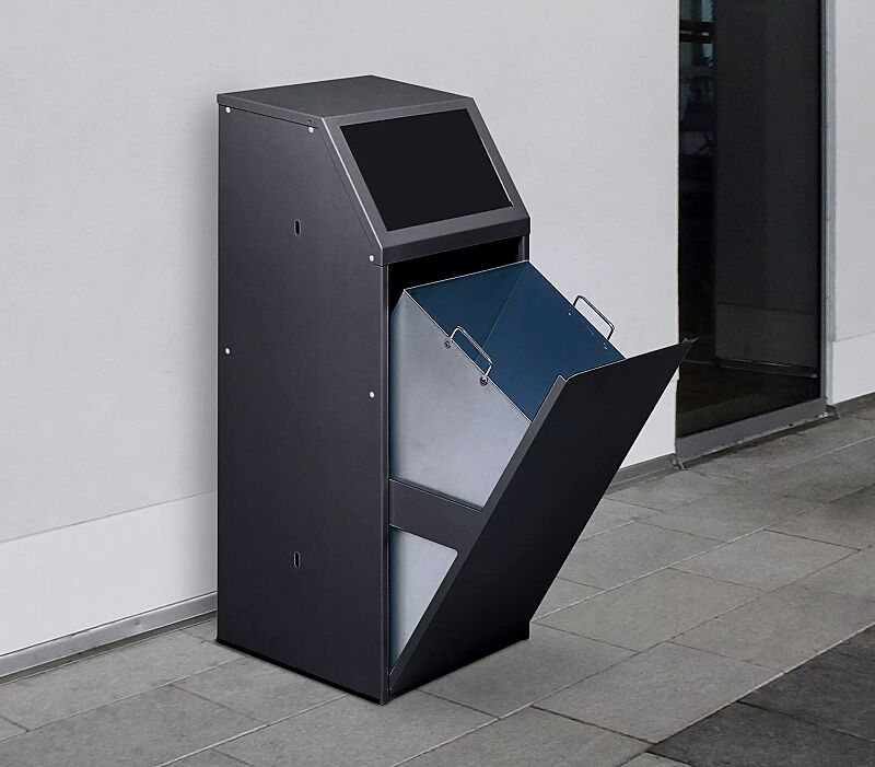 Wertstoffsammler MANCHESTER, 70 Liter, Einwurfklappe in RAL 7021 schwarzgrau